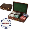 300 Foil Stamped poker chips in wooden Mahogany case - Dice design